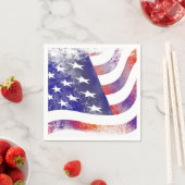 愛国的グランジに流れるアメリカ国旗、オールド・グローリー: スタンダードカクテルナプキン (インサイチュ)