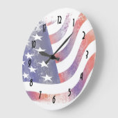 愛国的グランジスタイル色あせたアメリカ国旗 ラージ壁時計 (傾斜)