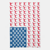 愛国的グレイハウンド犬 キッチンタオル (縦)