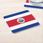 愛国的コスタリカ国旗 スクエアペーパーコースター (アングル)