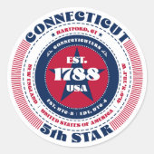 愛国的コネチカットデザインステッカー ラウンドシール (正面)