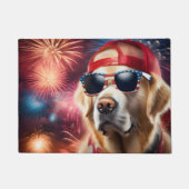 愛国的ゴールデンレトリバー ドアマット (正面)