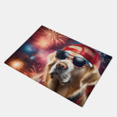 愛国的ゴールデンレトリバー ドアマット (アングル)