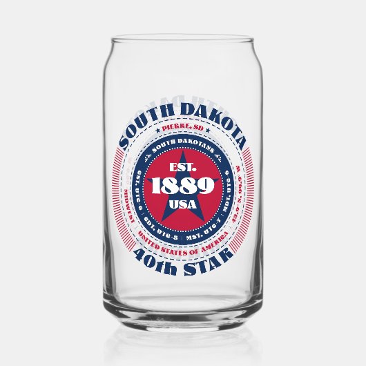 愛国的サウスダコタタイポグラフィ飲み物用品セット ガラス缶 (正面)