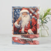 愛国的サンタクロースの水彩画 シーズンカード (スタンド正面)