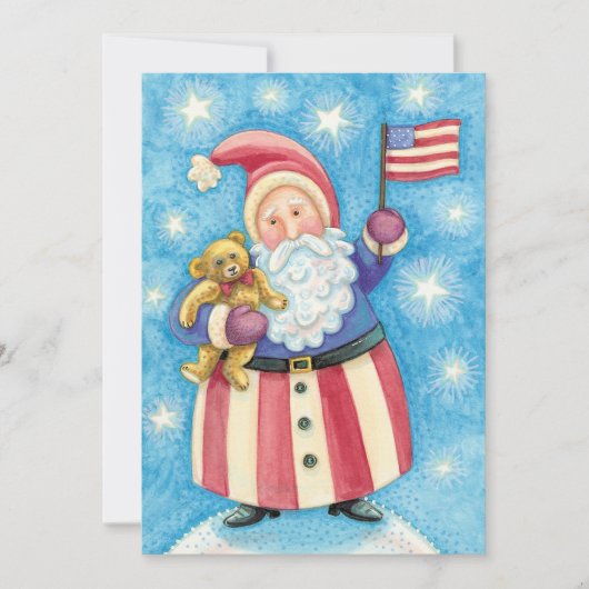 愛国的サンタクロースクリスマスパーティの招待状 招待状 (正面)