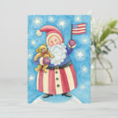 愛国的サンタクロースクリスマスパーティの招待状 招待状 (スタンド正面)