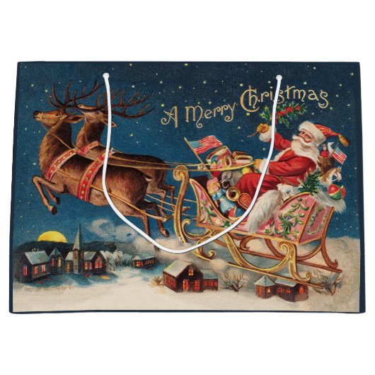 愛国的サンタメリークリスマス抱き枕 ラージペーパーバッグ (正面)