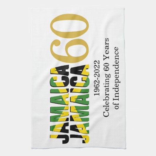 愛国的ジャマイカ60周年独立記念日 キッチンタオル (縦)