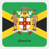 愛国的ジャマイカ&ジャマイカ国旗、休日/スポーツ スクエアシール (正面)