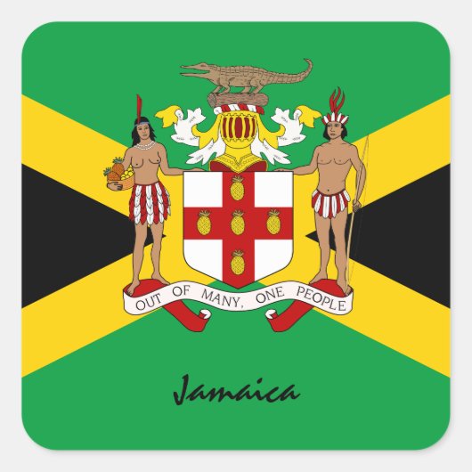 愛国的ジャマイカ&ジャマイカ国旗、休日/スポーツ スクエアシール (正面)