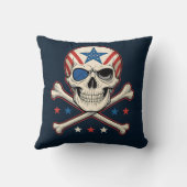 愛国的スカルとクロスボーンアメリカ国旗 クッション (裏面)