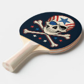 愛国的スカルとクロスボーンアメリカ国旗 卓球ラケット (正面アングル)