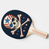愛国的スカルとクロスボーンアメリカ国旗 卓球ラケット (横)