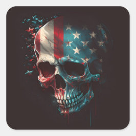 愛国的スカル スクエアシール