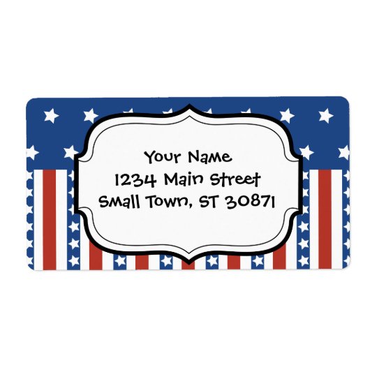 愛国的スターストライプズ自由国旗7月4日 ラベル (正面)