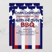 愛国的スターズストライプの自由旗7月4日 招待状 (正面/裏面)