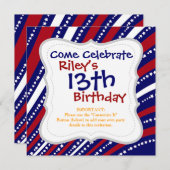 愛国的スターズストライプの自由旗7月4日 招待状 (正面/裏面)