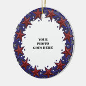 愛国的スターズフォトフレームラウンドオーナメント セラミックオーナメント (左)