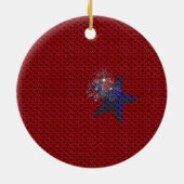 愛国的スターズフォトフレームラウンドオーナメント セラミックオーナメント (裏面)