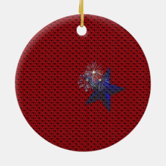 愛国的スターズフォトフレームラウンドオーナメント セラミックオーナメント (裏面)