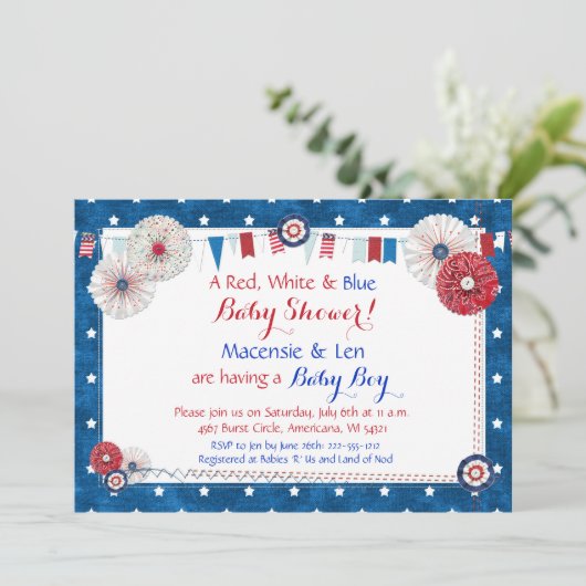 愛国的スターベビーシャワー招待状-国 招待状 (スタンド正面)
