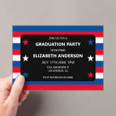 愛国的スター&ストライプズ卒業 アクリル招待状 (インサイチュ (ポータブル))