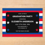 愛国的スター&ストライプズ卒業 アクリル招待状 (正面)