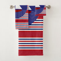 愛国的ストライプな帆船バスタオルセット