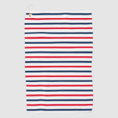 愛国的ストライプ赤白青モダン ゴルフタオル (正面)