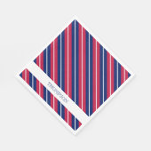 愛国的ストライプ赤白青名クラシック スタンダードランチョンナプキン (角)