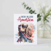 愛国的スパニエル犬、神よアメリカを祝福し給え ポストカード (スタンド正面)