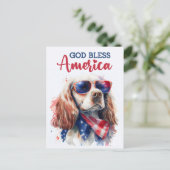愛国的スパニエル犬、神よアメリカを祝福し給え ポストカード (スタンド正面)
