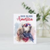 愛国的スパニエル犬、神よアメリカを祝福し給え ポストカード (スタンド正面)