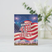 愛国的スペクタクル米国国旗なびく シーズンポストカード (スタンド正面)