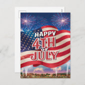 愛国的スペクタクル米国国旗なびく シーズンポストカード (正面/裏面)