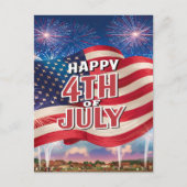 愛国的スペクタクル米国国旗なびく シーズンポストカード (正面)