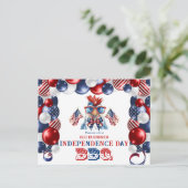 愛国的チキンサングラス独立記念日BBQ シーズンポストカード (スタンド正面)