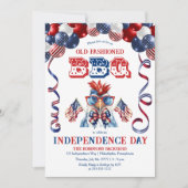 愛国的チキンサングラス独立記念日BBQ 招待状 (正面)