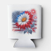 愛国的デイジーとアメリカ国旗の独立記念日 缶クーラー (裏面)