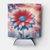 愛国的デイジーとアメリカ国旗の独立記念日 缶クーラー (正面)