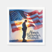 愛国的デザインメモリアルデーパーティー紙ナプキンス スタンダードカクテルナプキン (正面)