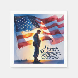 愛国的デザインメモリアルデーパーティー紙ナプキンス スタンダードカクテルナプキン