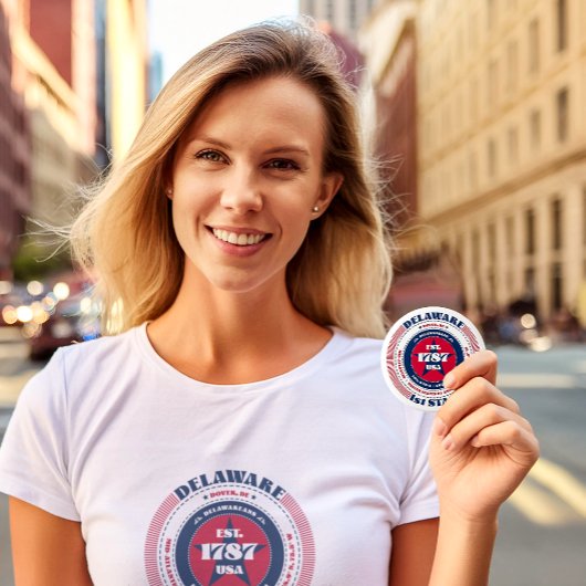 愛国的デラウェア・サークルと州詳細 缶バッジ