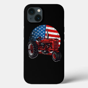 愛国的トラクターアメリカンフラッグシャツトラクターファーム iPhone 13ケース