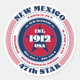 愛国的ニューメキシコサークルデザインステッカー ラウンドシール