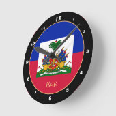 愛国的ハイチ国旗、ハイチトレンディーホーム/デザイン ラウンド壁時計 (傾斜)