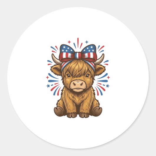 愛国的ハイランドカウボウベクターデザイン (2)_1 ラウンドシール (正面)