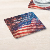 愛国的ハッピーバースデー スクエアペーパーコースター (アングル)