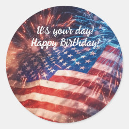 愛国的ハッピーバースデー ラウンドシール